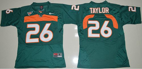 Hurricanes #26 Sean Taylor Green Stitched Youth NCAA Jersey